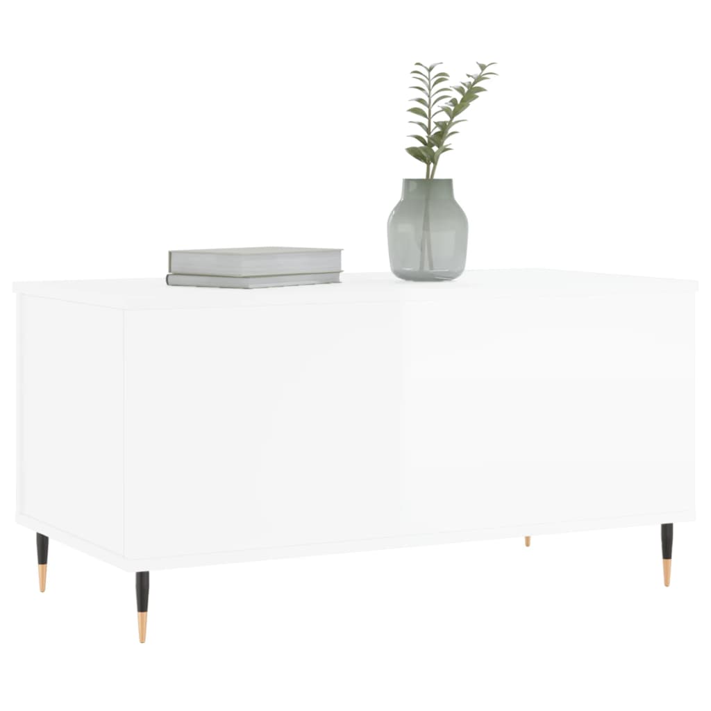 Coffee table Glossy white 90x44.5x45 cm Engineered wood