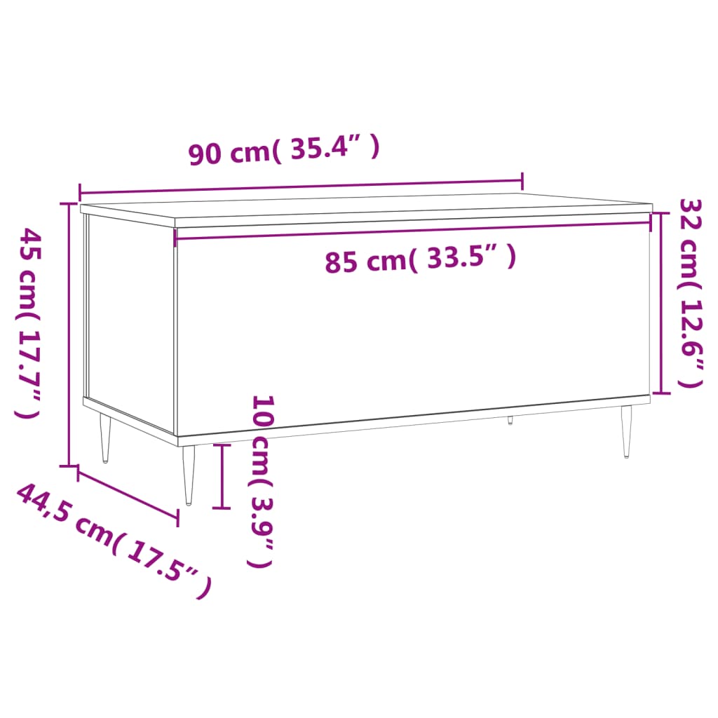 Coffee table Sonoma oak 90x44.5x45 cm Engineered wood