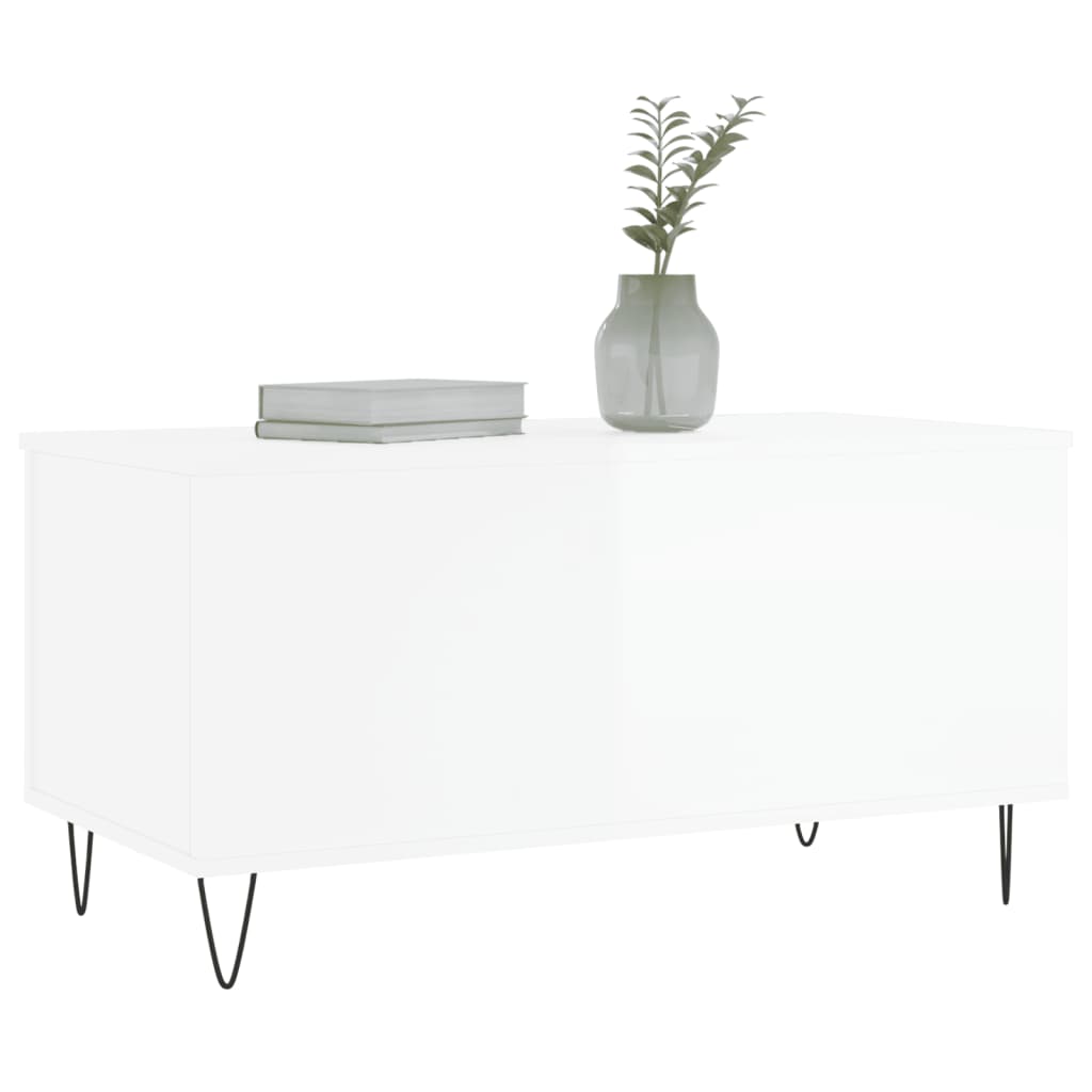 Coffee table Glossy white 90x44.5x45 cm Engineered wood