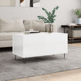 Coffee table Glossy white 90x44.5x45 cm Engineered wood