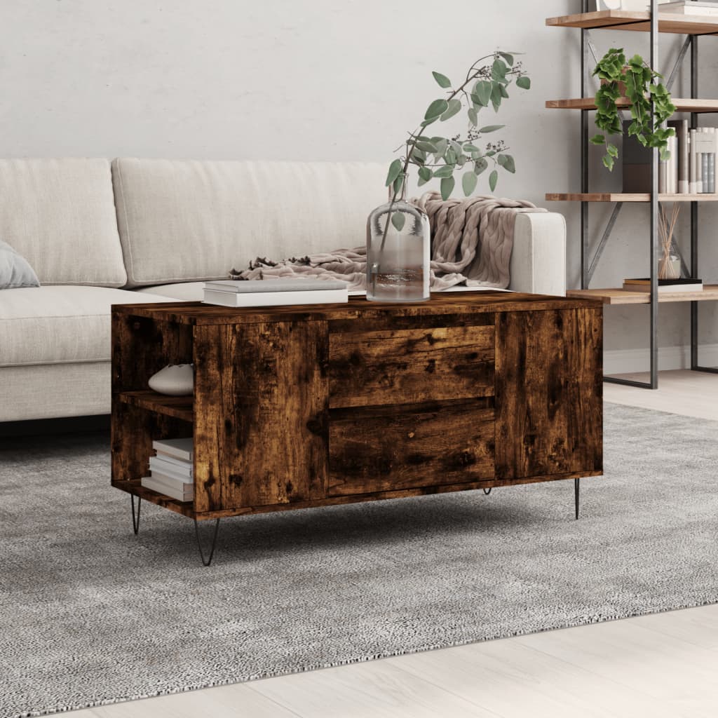 Smoked oak coffee table 102x44.5x50 cm engineered wood