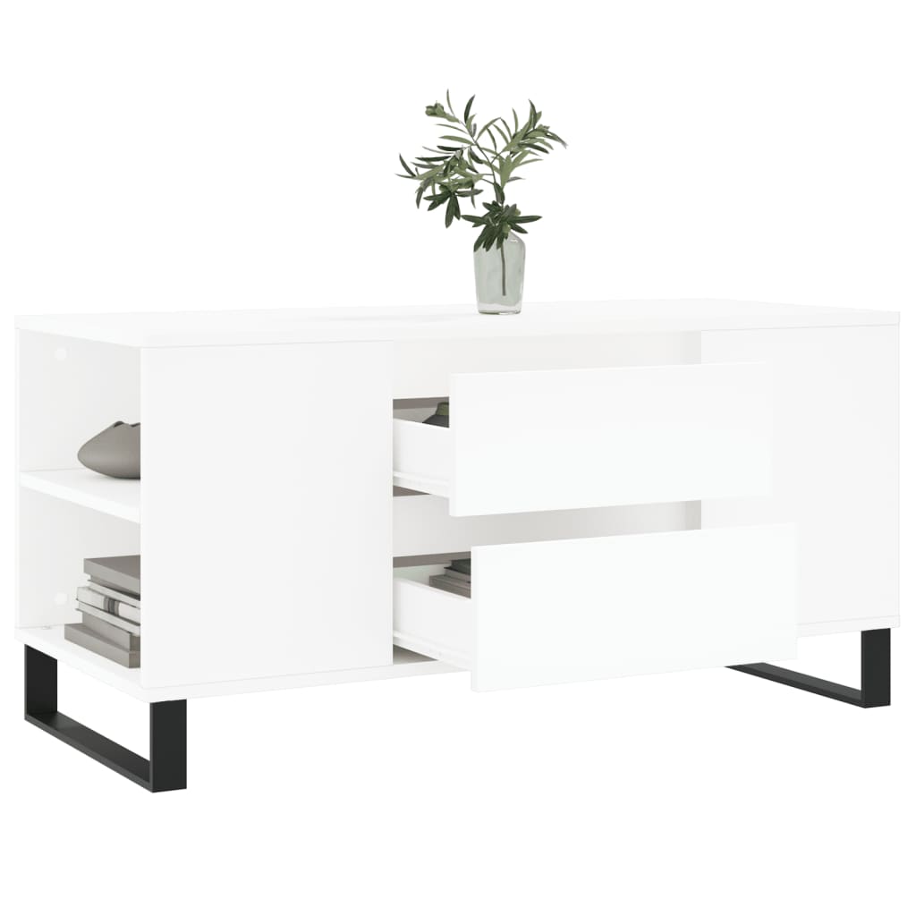 White coffee table 102x44.5x50 cm engineered wood