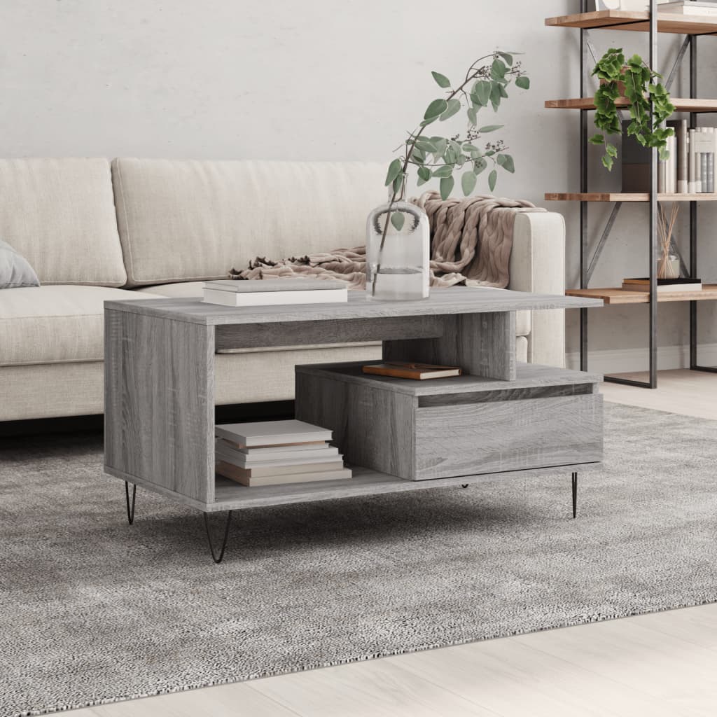 Sonoma coffee table gray 90x49x45 cm Engineered wood