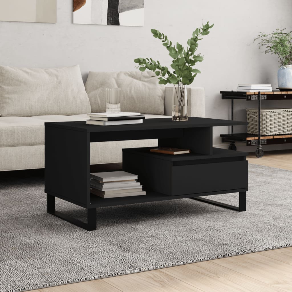 Coffee table Black 90x49x45 cm Engineered wood