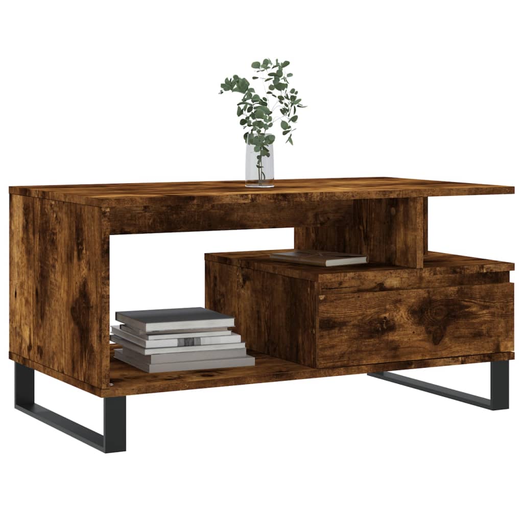 Coffee table Smoked oak 90x49x45 cm Engineered wood