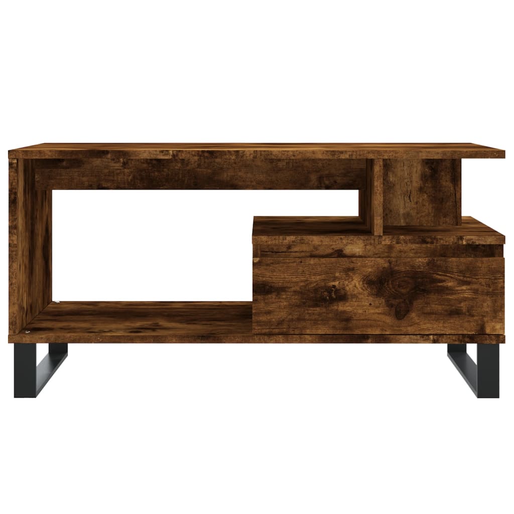 Coffee table Smoked oak 90x49x45 cm Engineered wood