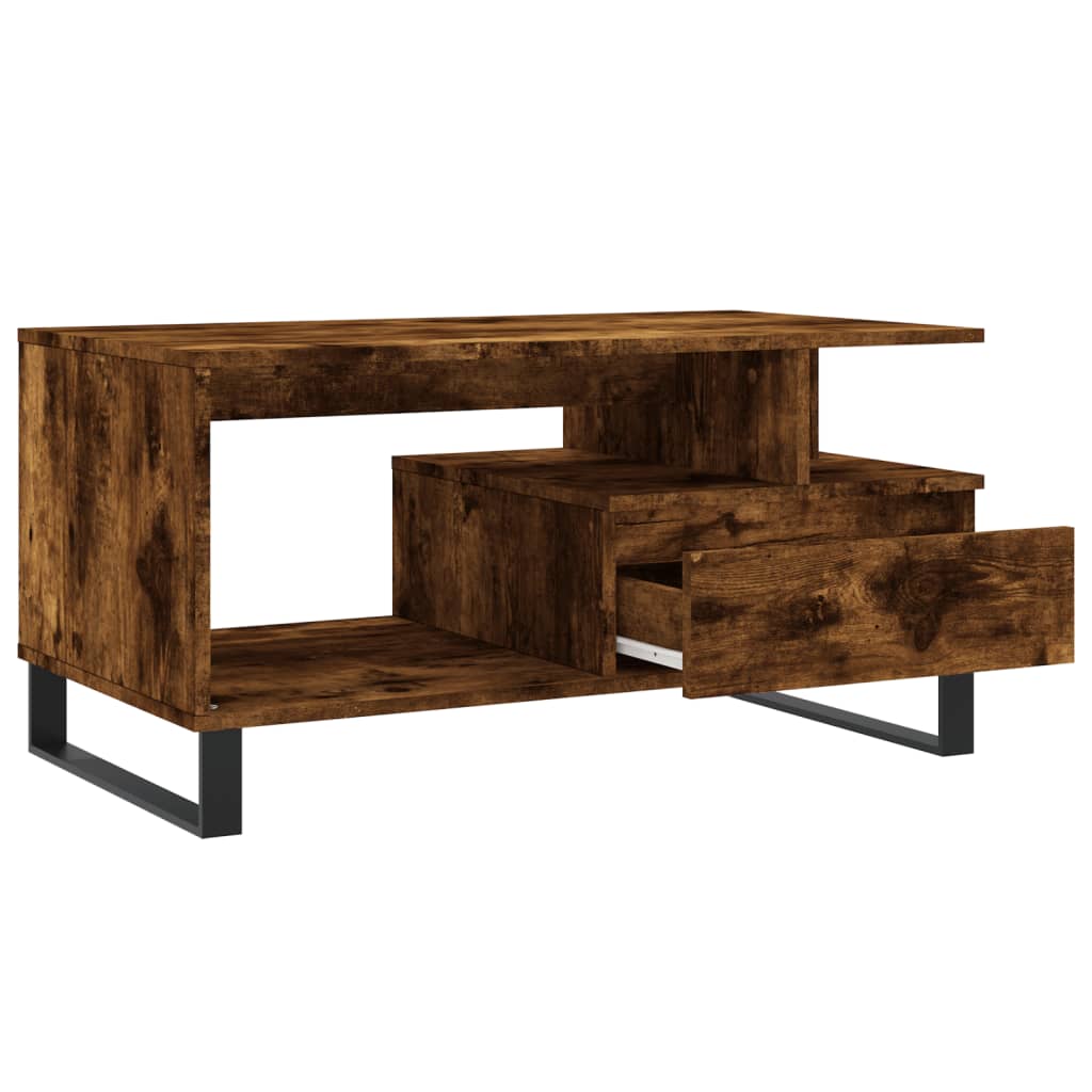 Coffee table Smoked oak 90x49x45 cm Engineered wood