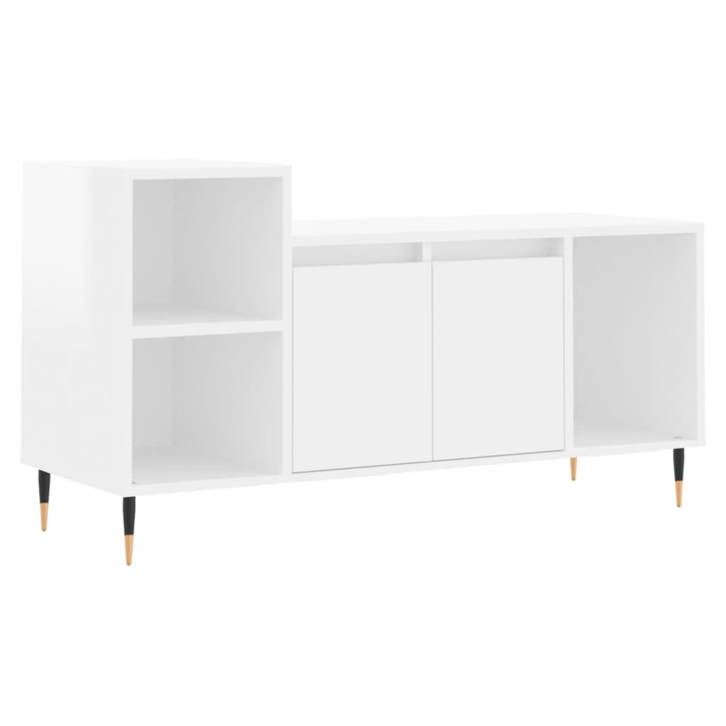 Meuble TV Blanc brillant 100x35x55 cm Bois d'ingénierie