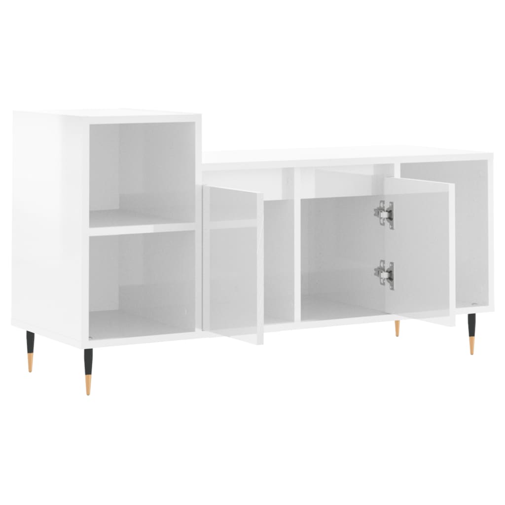 Meuble TV Blanc brillant 100x35x55 cm Bois d'ingénierie