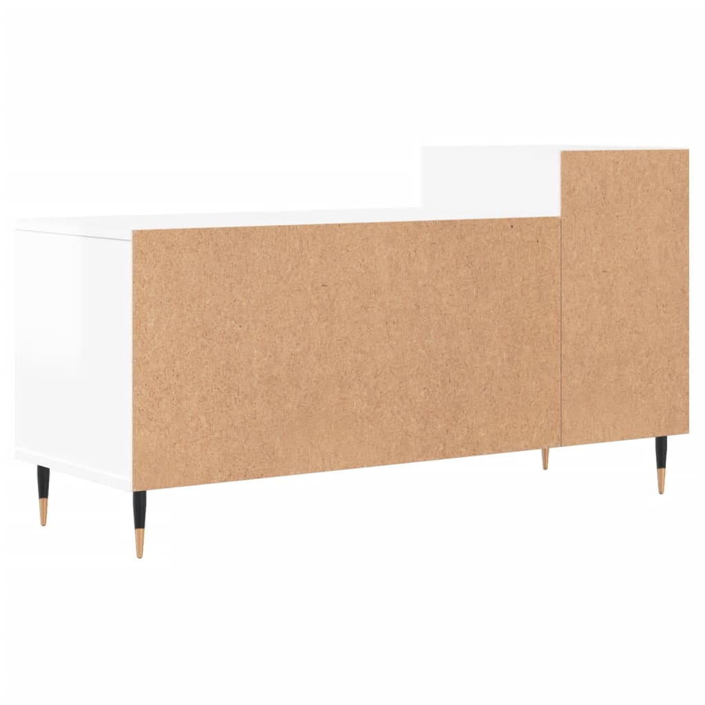 Meuble TV Blanc brillant 100x35x55 cm Bois d'ingénierie