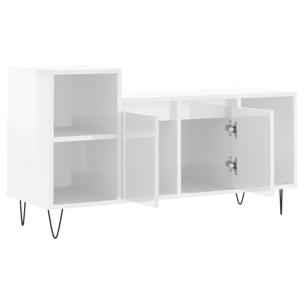 Meuble TV Blanc brillant 100x35x55 cm Bois d'ingénierie