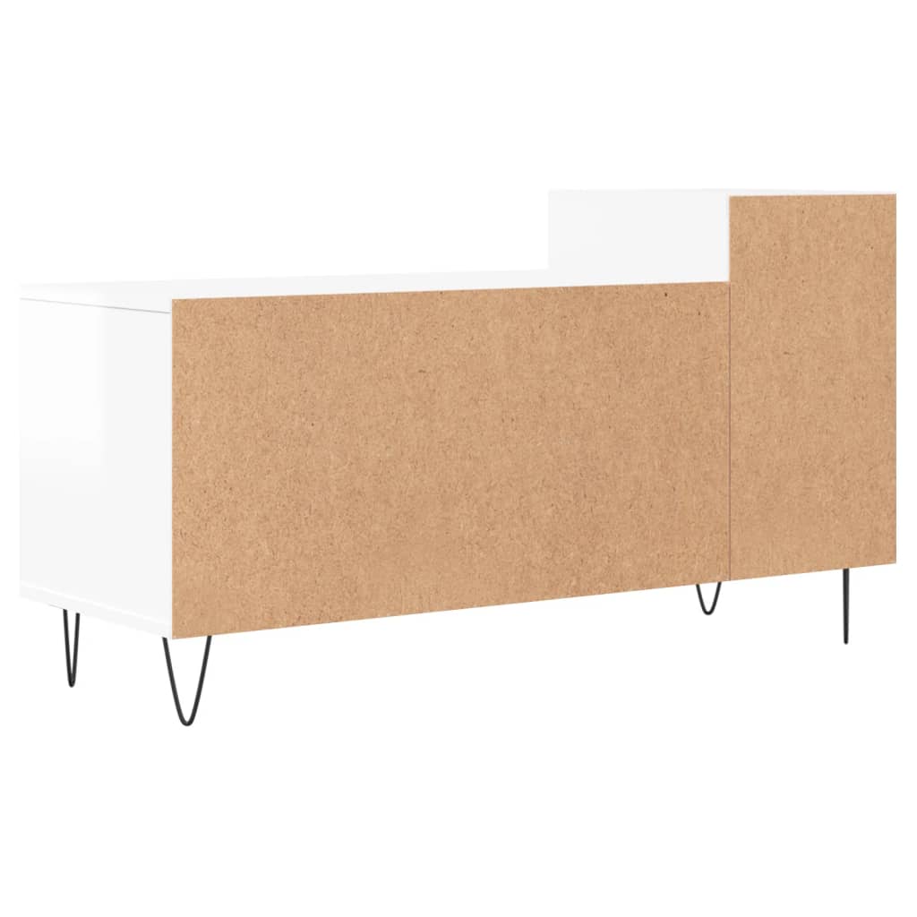 Meuble TV Blanc brillant 100x35x55 cm Bois d'ingénierie