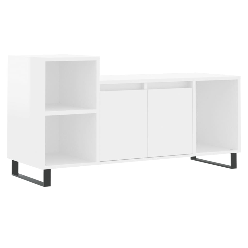 Meuble TV Blanc brillant 100x35x55 cm Bois d'ingénierie