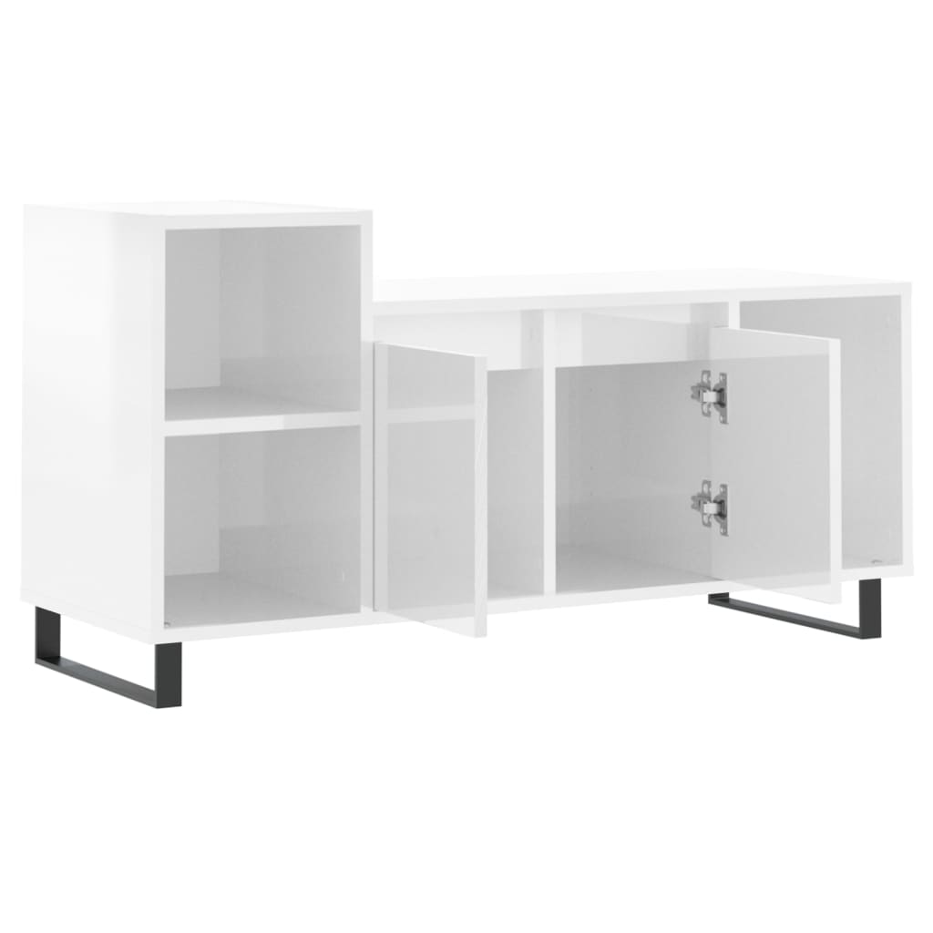 Meuble TV Blanc brillant 100x35x55 cm Bois d'ingénierie