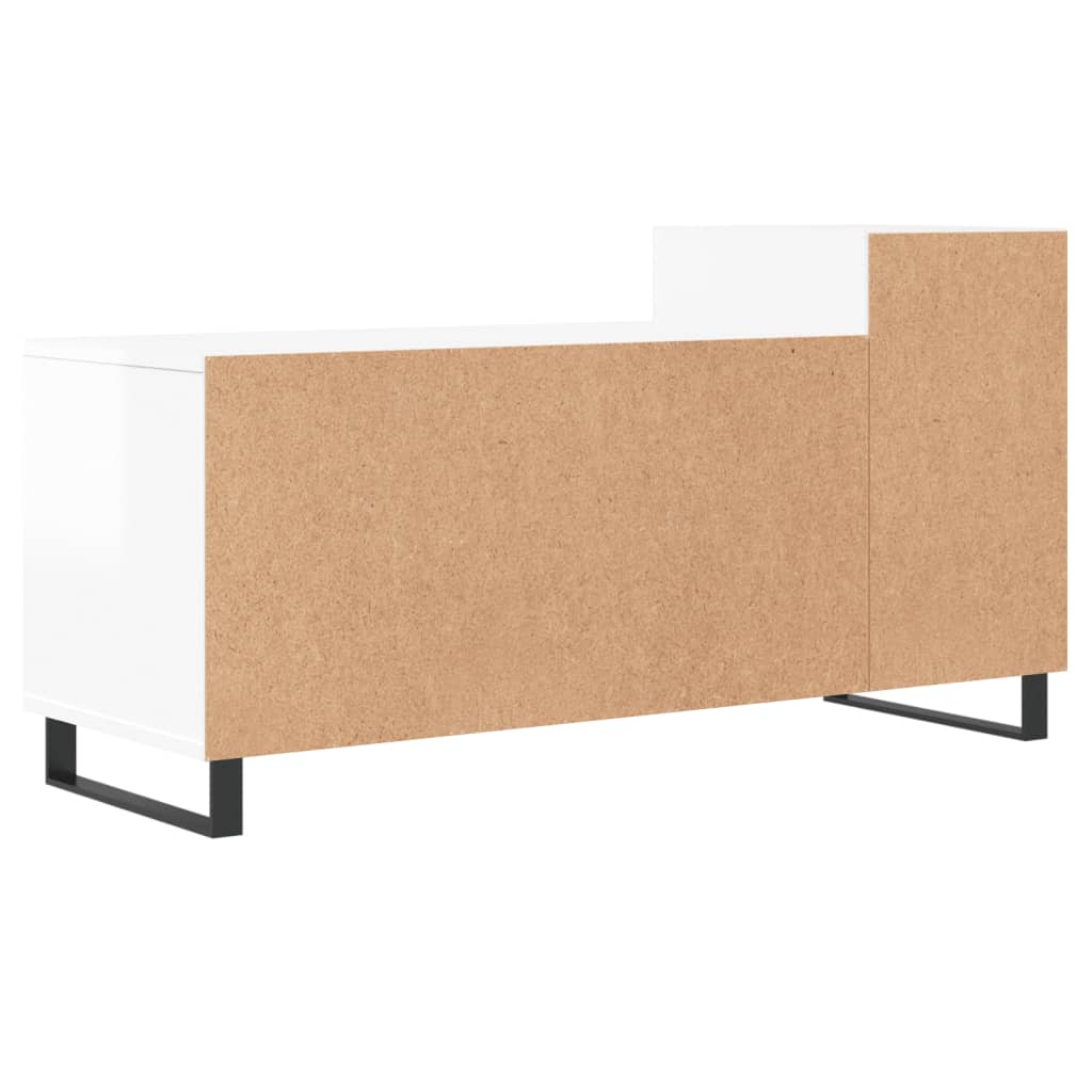 Meuble TV Blanc brillant 100x35x55 cm Bois d'ingénierie