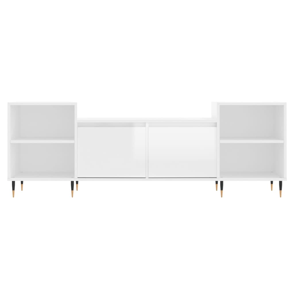 Meuble TV Blanc brillant 160x35x55 cm Bois d'ingénierie