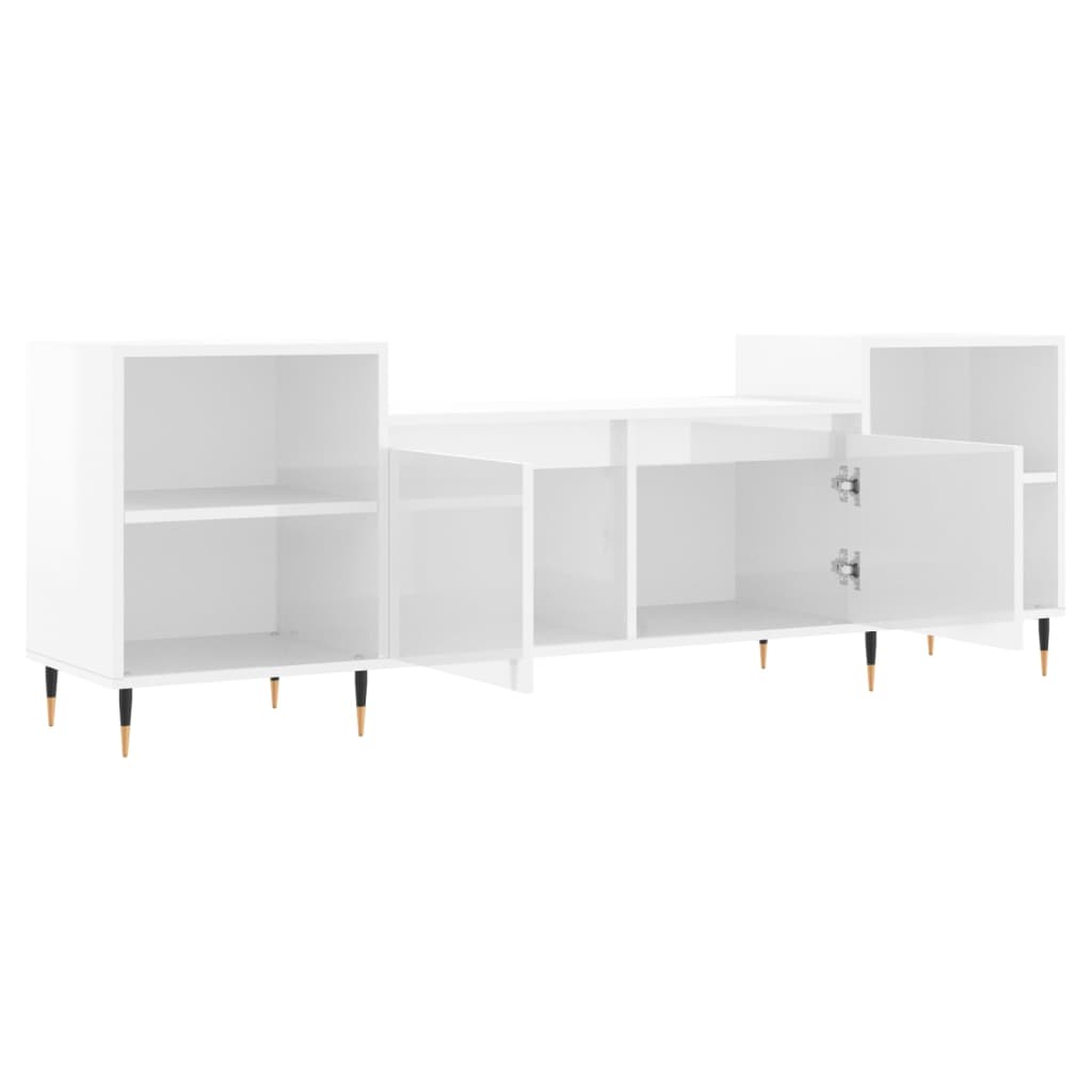 Meuble TV Blanc brillant 160x35x55 cm Bois d'ingénierie