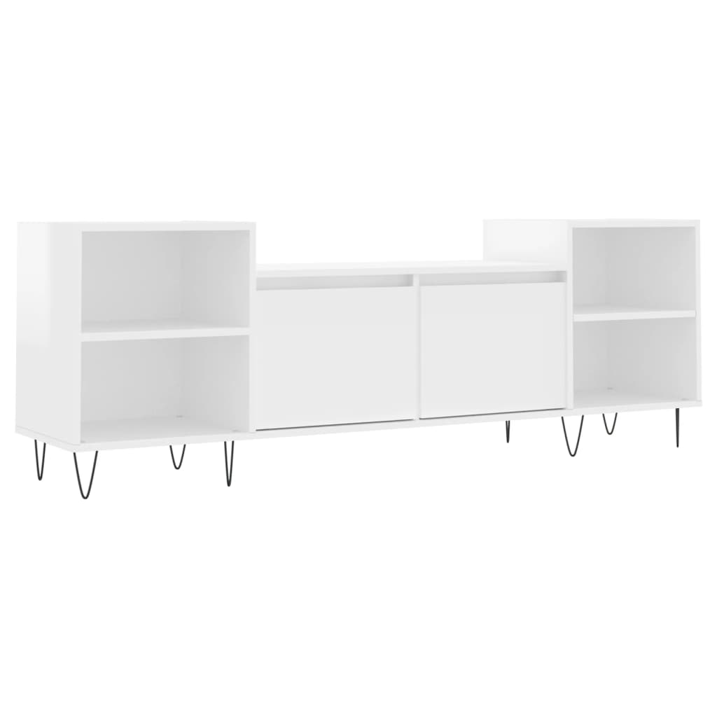 Meuble TV Blanc brillant 160x35x55 cm Bois d'ingénierie