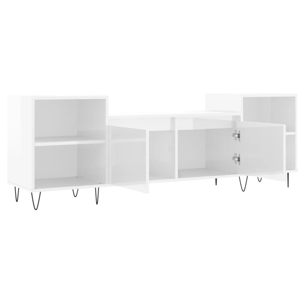 Meuble TV Blanc brillant 160x35x55 cm Bois d'ingénierie