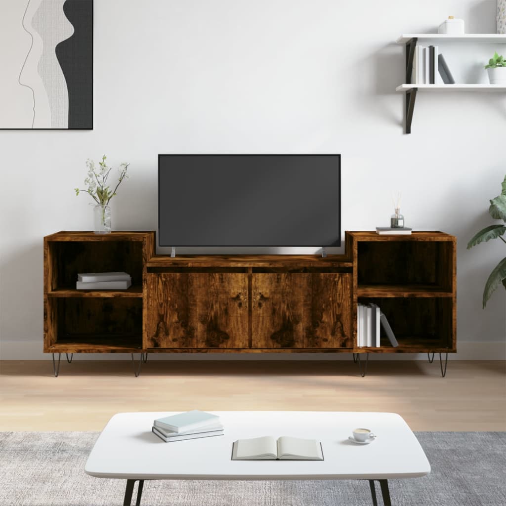 Meuble TV Chêne fumé 160x35x55 cm Bois d'ingénierie