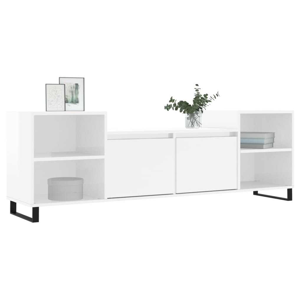 Meuble TV Blanc brillant 160x35x55 cm Bois d'ingénierie