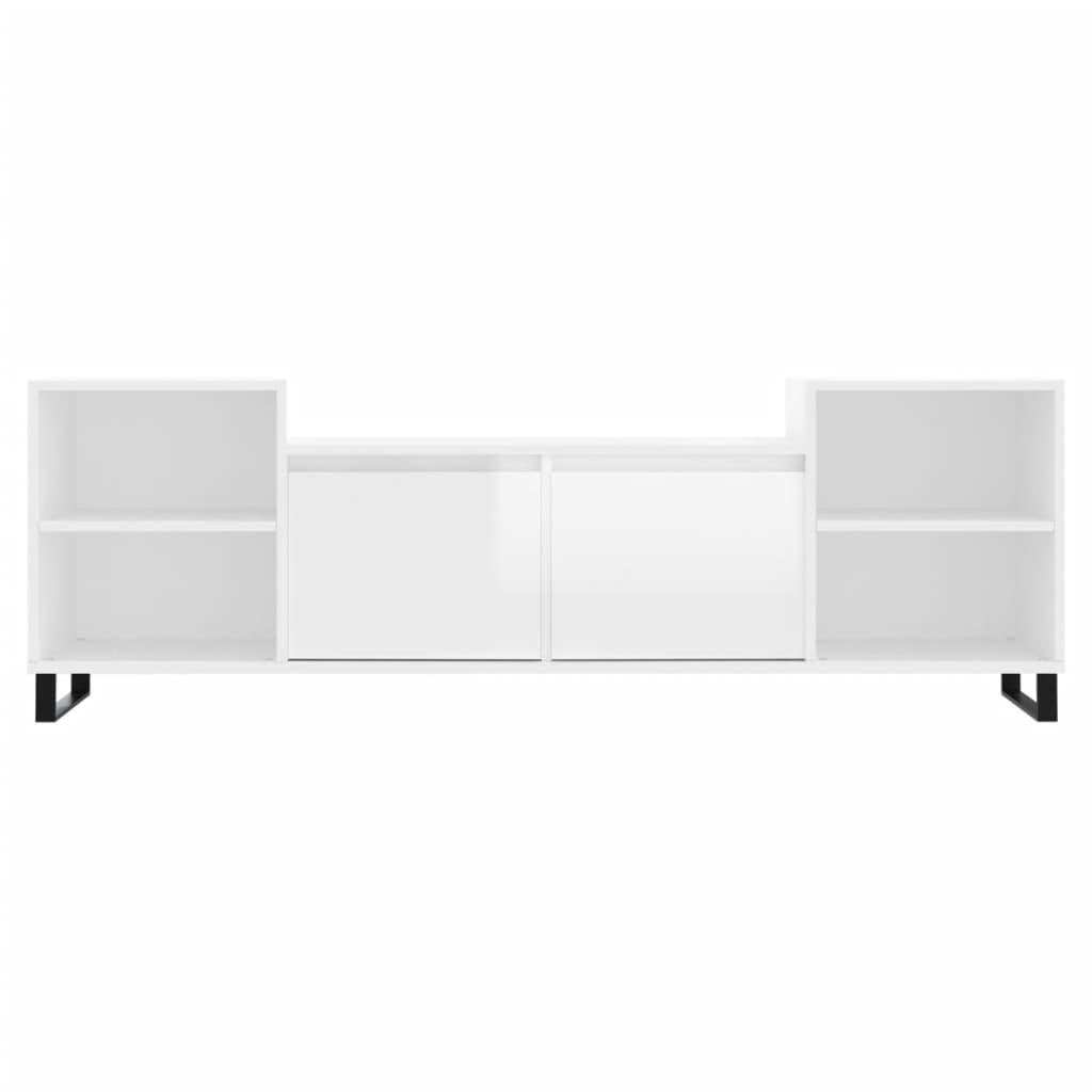 Meuble TV Blanc brillant 160x35x55 cm Bois d'ingénierie