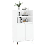 Buffet haut Blanc brillant 60x36x110 cm Bois d'ingénierie