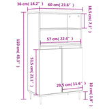 Buffet haut Blanc brillant 60x36x110 cm Bois d'ingénierie