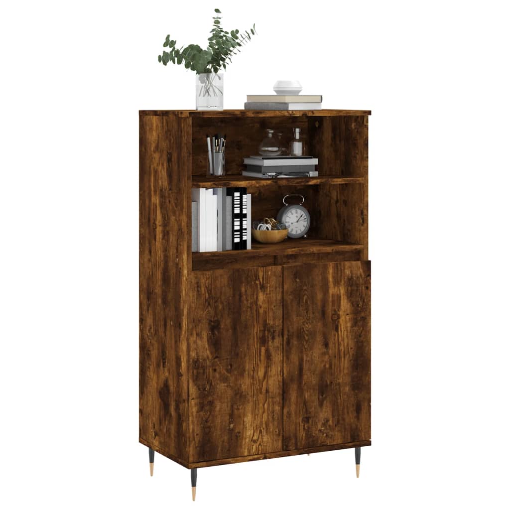 Buffet haut Chêne fumé 60x36x110 cm Bois d'ingénierie