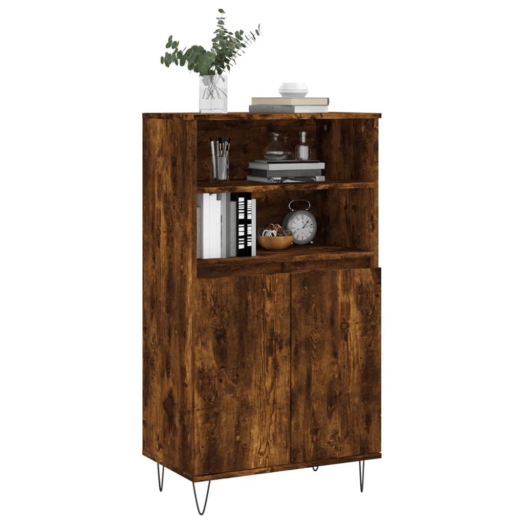 Buffet haut Chêne fumé 60x36x110 cm Bois d'ingénierie