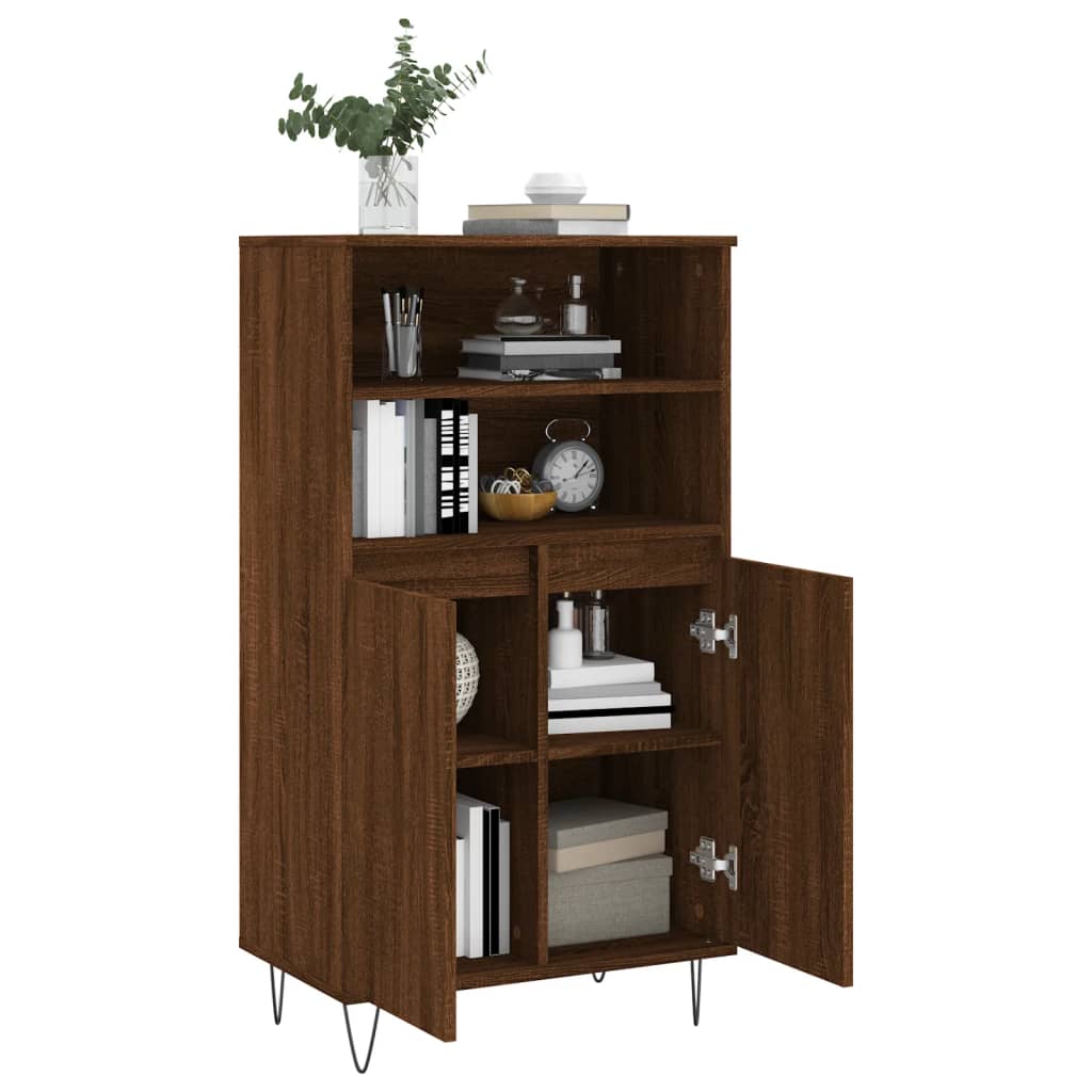 Buffet haut Chêne marron 60x36x110 cm Bois d'ingénierie