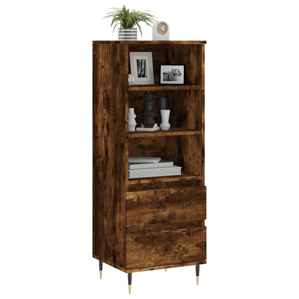 Buffet haut Chêne fumé 40x36x110 cm Bois d'ingénierie