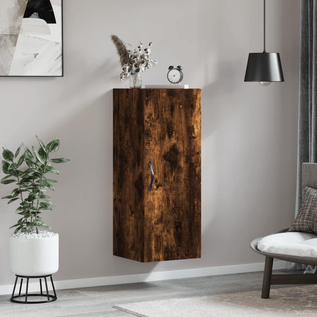 Armoire murale chêne fumé 34,5x34x90 cm bois d'ingénierie