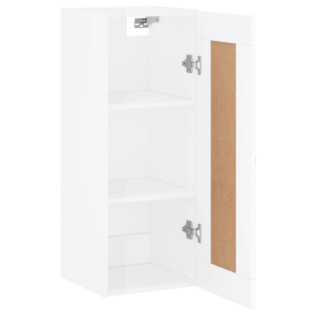 Armoire murale blanc brillant 34,5x34x90 cm bois d'ingénierie