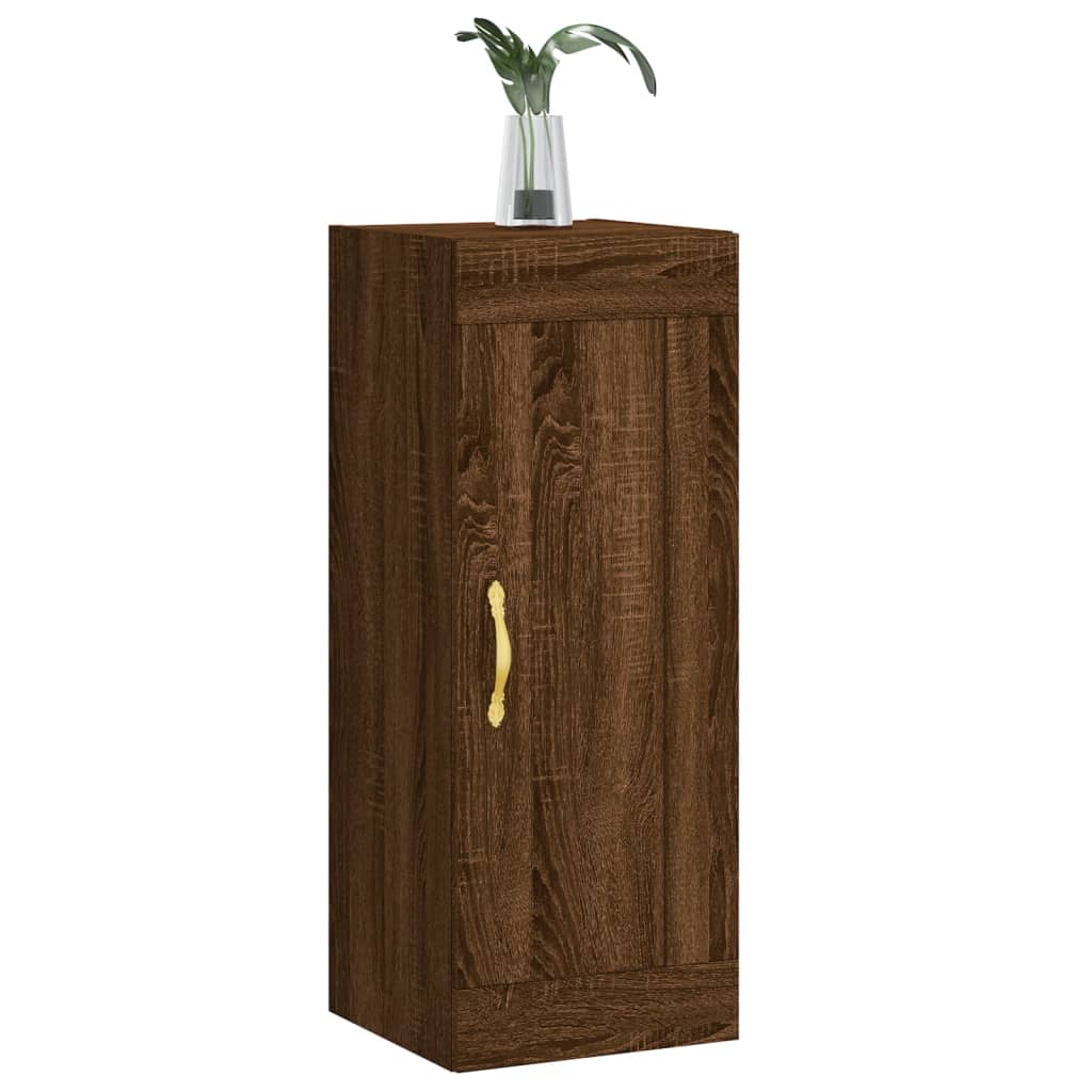 Wandschrank aus brauner Eiche, 34,5 x 34 x 90 cm, Holzwerkstoff