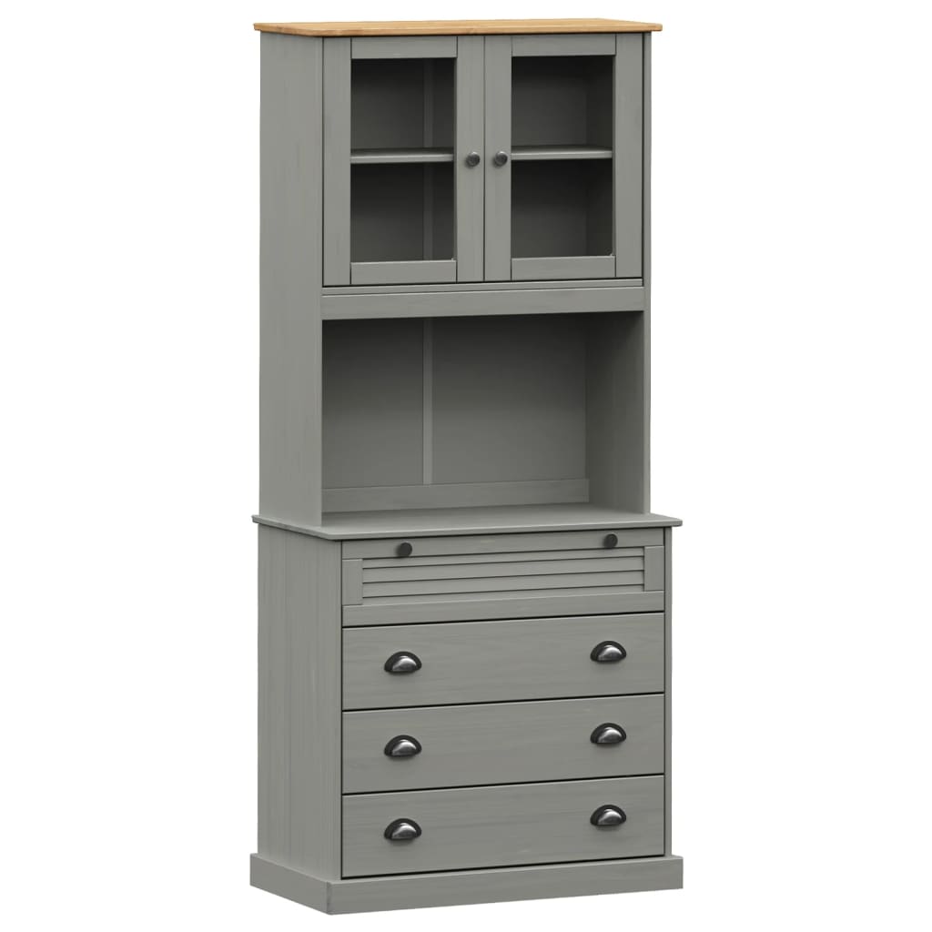 Buffet haut VIGO gris 80x40x176 cm bois massif de pin