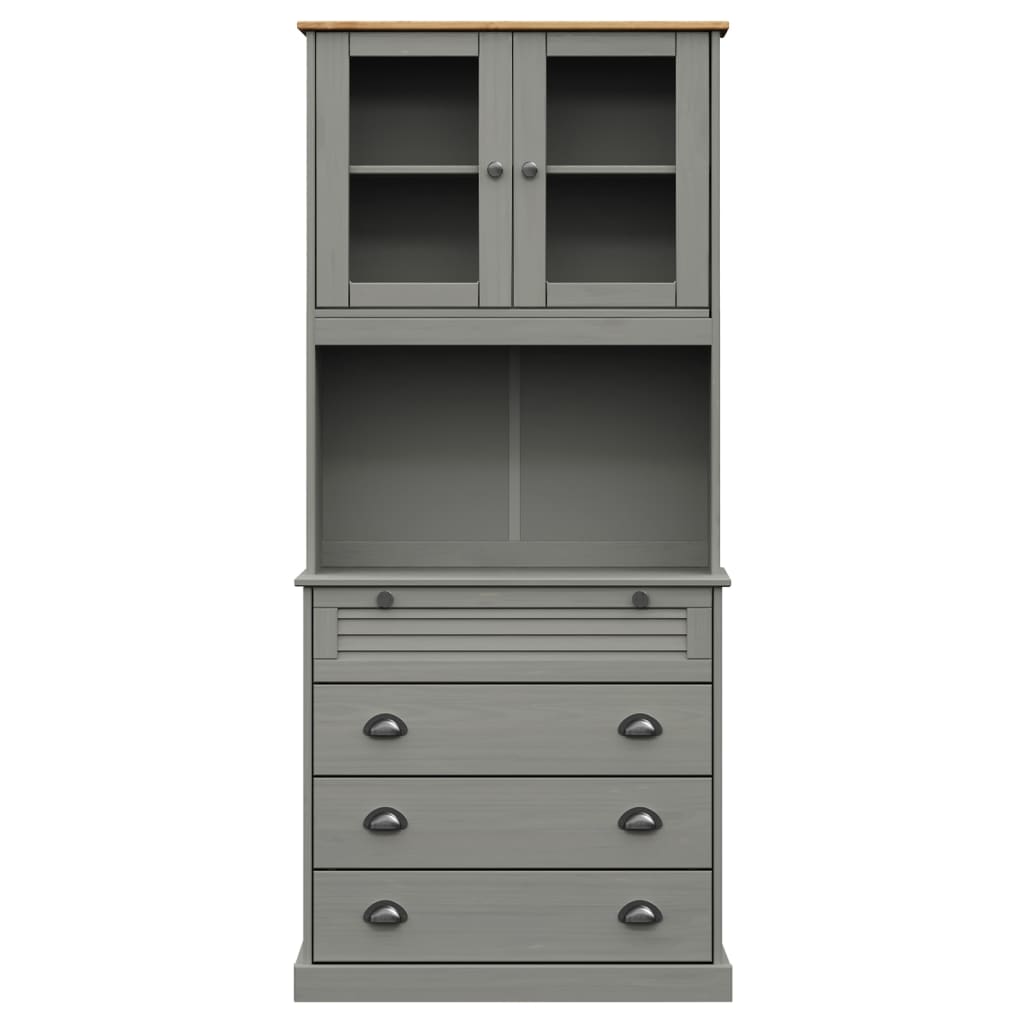 Buffet haut VIGO gris 80x40x176 cm bois massif de pin