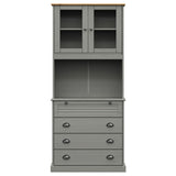 Buffet haut VIGO gris 80x40x176 cm bois massif de pin