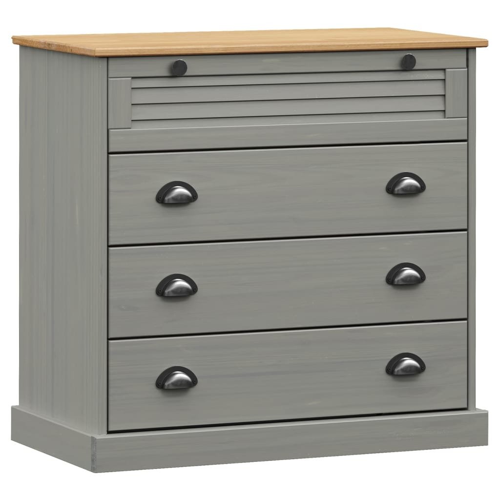 Buffet haut VIGO gris 80x40x176 cm bois massif de pin