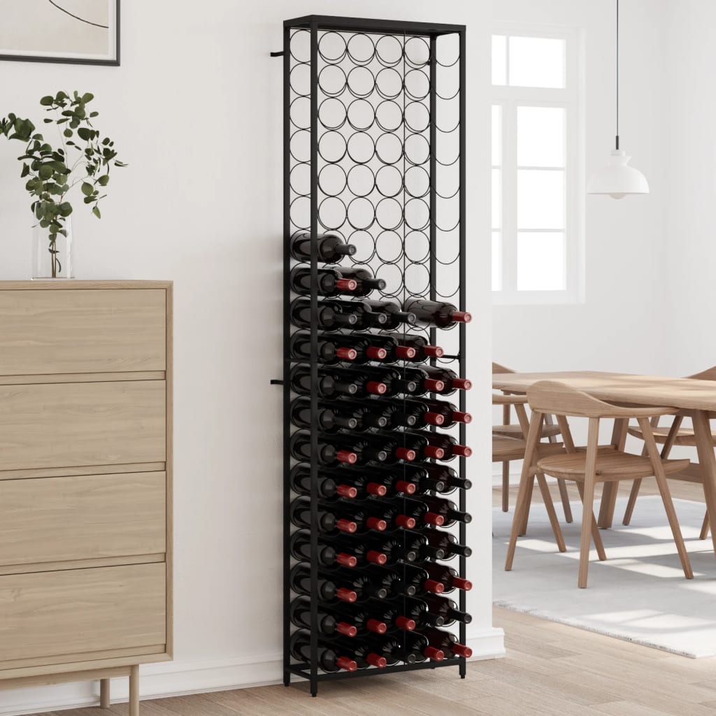 95-bottle black bottle rack 54x18x200cm wrought iron