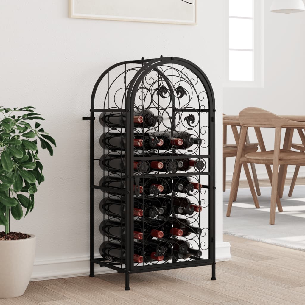 33-bottle black bottle rack 45x36x100 cm wrought iron