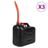 Bidon de carburant avec bec flexible 3 pcs noir 20 L plastique