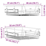 Schiebekörbe aus Metall, 2 Stück, silberfarben, 45 cm