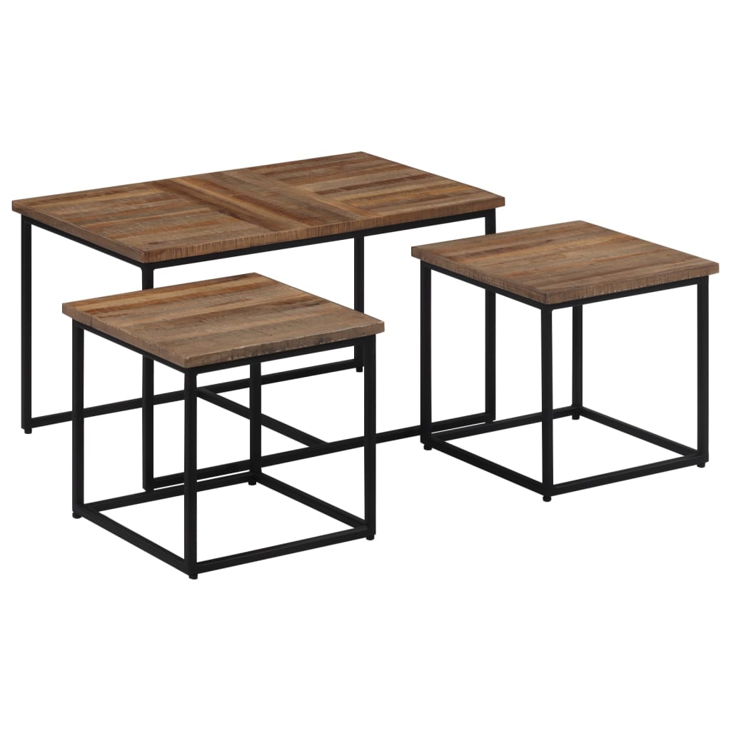 Tables basses gigognes 3 pcs bois massif de teck