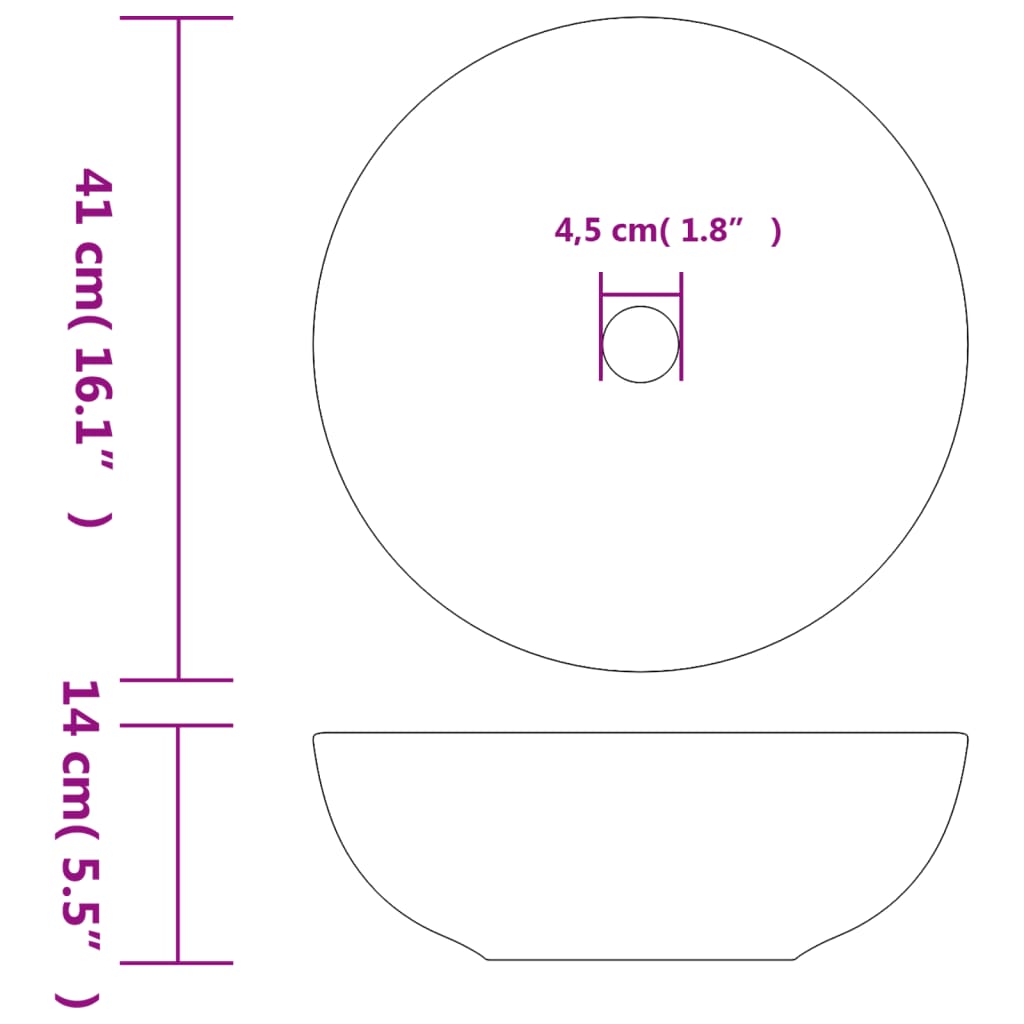 Vasque à poser blanc et bleu rond Φ41x14 cm céramique