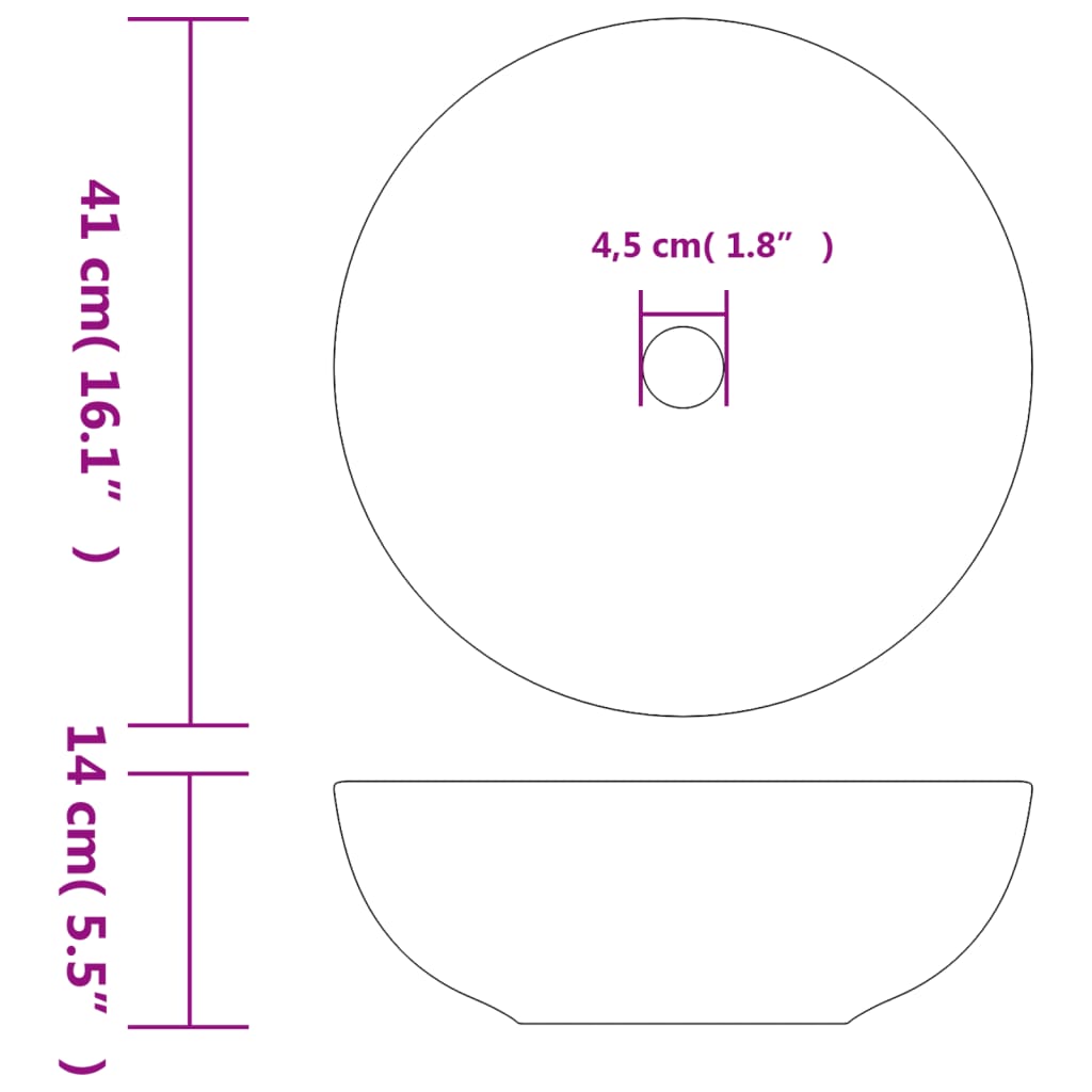 Vasque à poser blanc et bleu rond Φ41x14 cm céramique