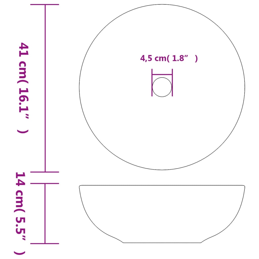 Vasque à poser noir et rouge rond Φ41x14 cm céramique