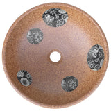 Brown and blue round countertop washbasin Φ41x14 cm ceramic