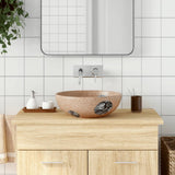 Brown and blue round countertop washbasin Φ41x14 cm ceramic