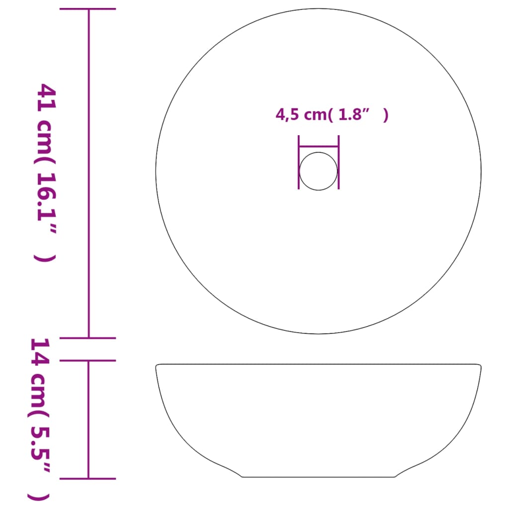 Vasque à poser gris rond Φ41x14 cm céramique